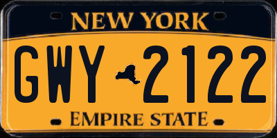 NY license plate GWY2122