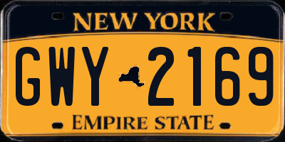 NY license plate GWY2169
