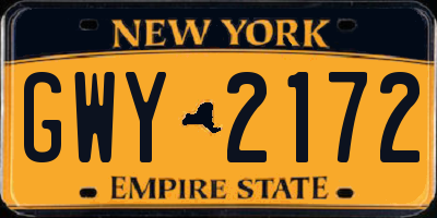 NY license plate GWY2172