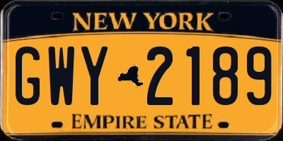 NY license plate GWY2189