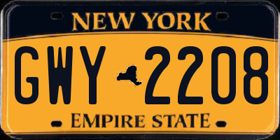 NY license plate GWY2208
