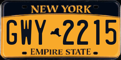 NY license plate GWY2215
