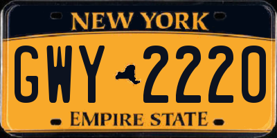 NY license plate GWY2220
