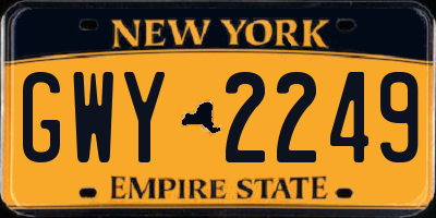 NY license plate GWY2249