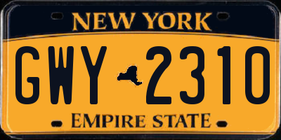 NY license plate GWY2310