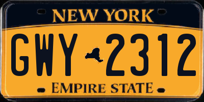 NY license plate GWY2312