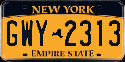 NY license plate GWY2313