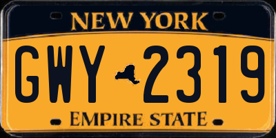 NY license plate GWY2319