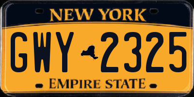 NY license plate GWY2325