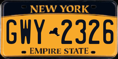 NY license plate GWY2326