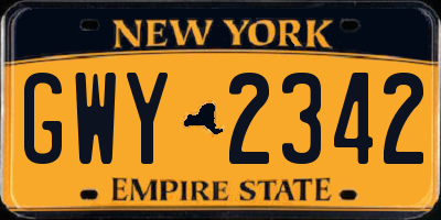 NY license plate GWY2342