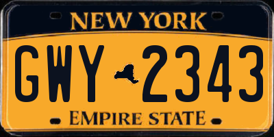 NY license plate GWY2343