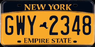 NY license plate GWY2348