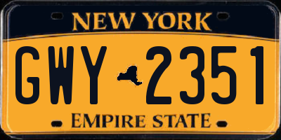 NY license plate GWY2351