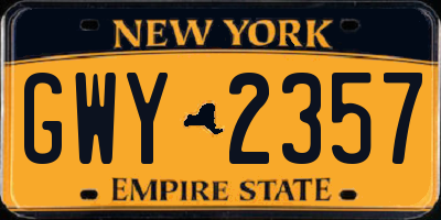 NY license plate GWY2357