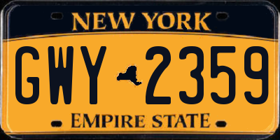 NY license plate GWY2359