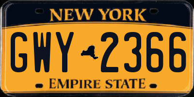 NY license plate GWY2366