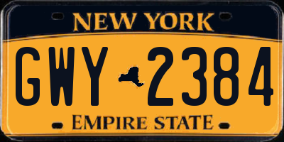 NY license plate GWY2384