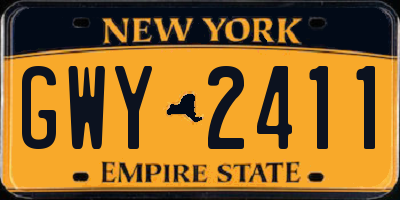 NY license plate GWY2411