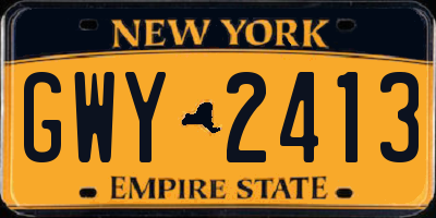 NY license plate GWY2413