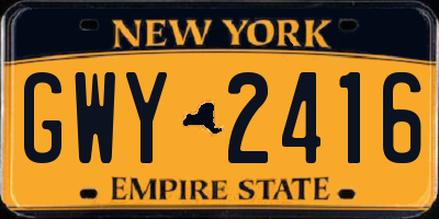 NY license plate GWY2416