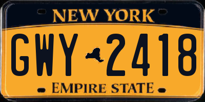 NY license plate GWY2418