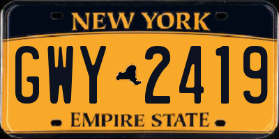 NY license plate GWY2419