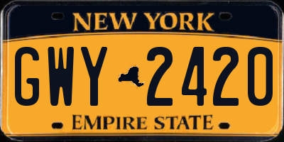 NY license plate GWY2420
