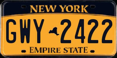 NY license plate GWY2422