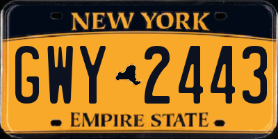 NY license plate GWY2443