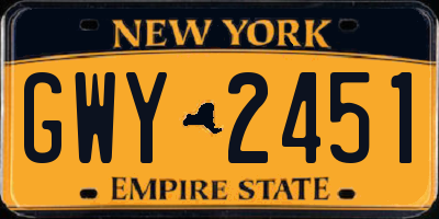 NY license plate GWY2451