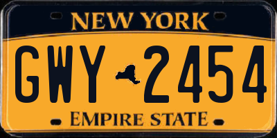 NY license plate GWY2454