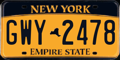 NY license plate GWY2478