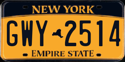 NY license plate GWY2514