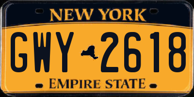 NY license plate GWY2618