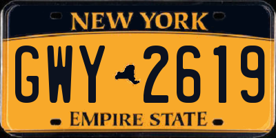 NY license plate GWY2619