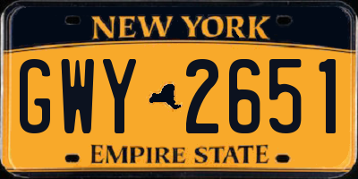 NY license plate GWY2651
