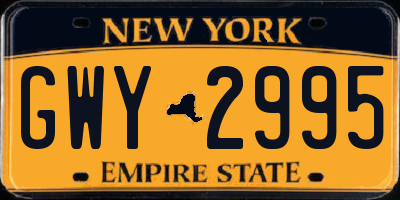 NY license plate GWY2995