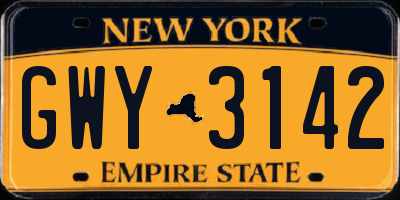 NY license plate GWY3142