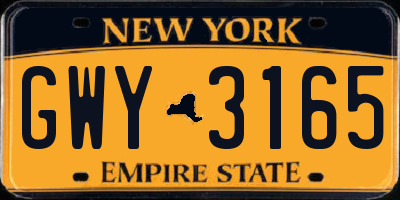 NY license plate GWY3165