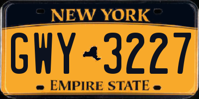 NY license plate GWY3227