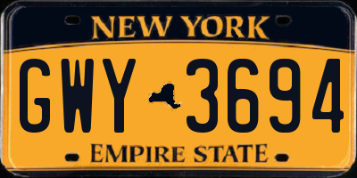 NY license plate GWY3694