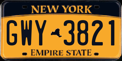 NY license plate GWY3821