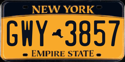 NY license plate GWY3857
