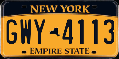 NY license plate GWY4113