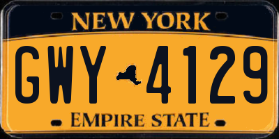 NY license plate GWY4129