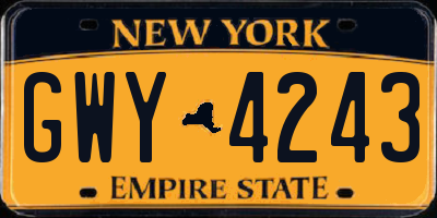 NY license plate GWY4243