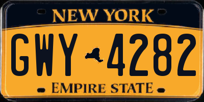 NY license plate GWY4282