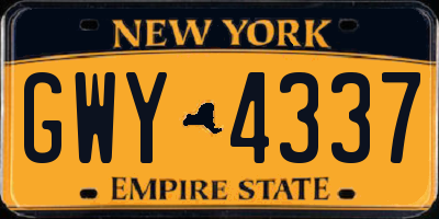 NY license plate GWY4337