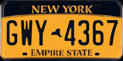 NY license plate GWY4367
